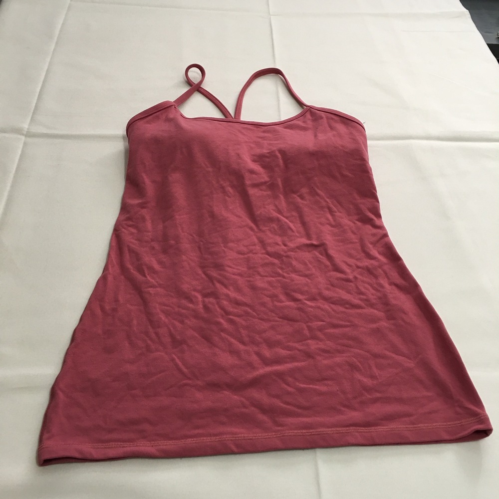 Lululemon Power Y Tank Top Womens Size 8 Pink Strappy Built-in Bra Activewear